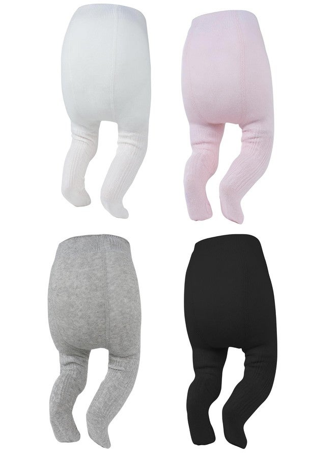 Zando Newborn Baby Girl Tights Girls Cable Knit Baby Girl Tights 0-3 Months Cotton Warm Fit ELastic Full-Footed Seamless Leggings Infant Stockings Winter Daily Baby shower Pantyhose 0-6 Months - Image 1
