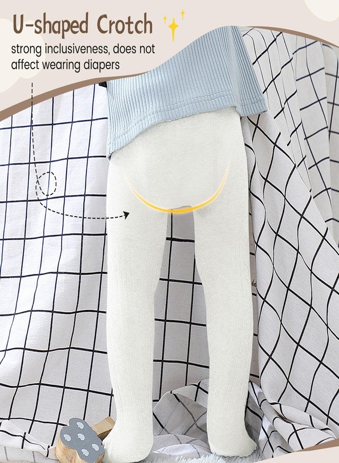 Zando Newborn Baby Girl Tights Girls Cable Knit Baby Girl Tights 0-3 Months Cotton Warm Fit ELastic Full-Footed Seamless Leggings Infant Stockings Winter Daily Baby shower Pantyhose 0-6 Months - Image 3