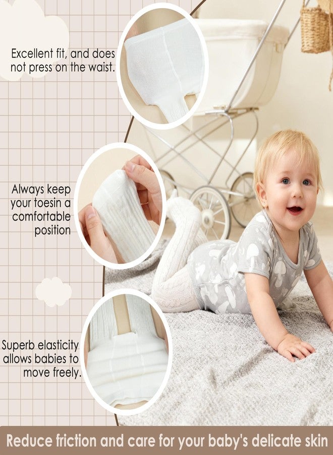 Zando Newborn Baby Girl Tights Girls Cable Knit Baby Girl Tights 0-3 Months Cotton Warm Fit ELastic Full-Footed Seamless Leggings Infant Stockings Winter Daily Baby shower Pantyhose 0-6 Months - Image 4