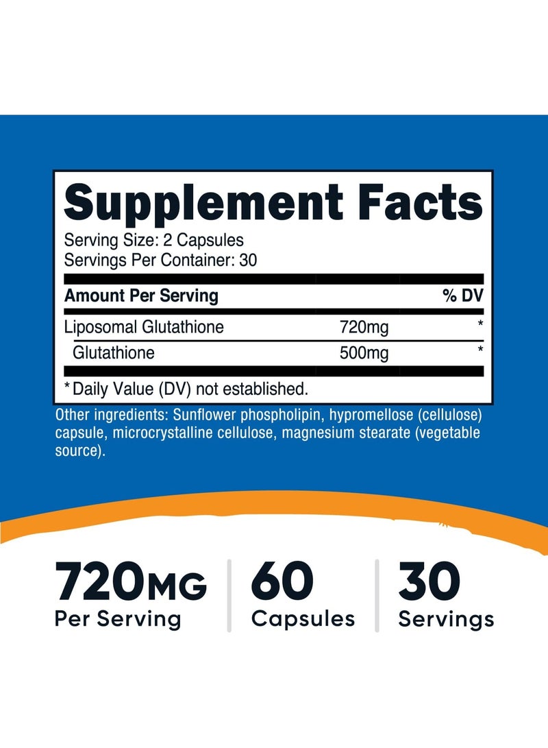 Nutricost Liposomal Glutathione Supplement 60 Capsules, 720 mg Per Serving - Vegan, GMO-Free, 30 Servings - Image 2