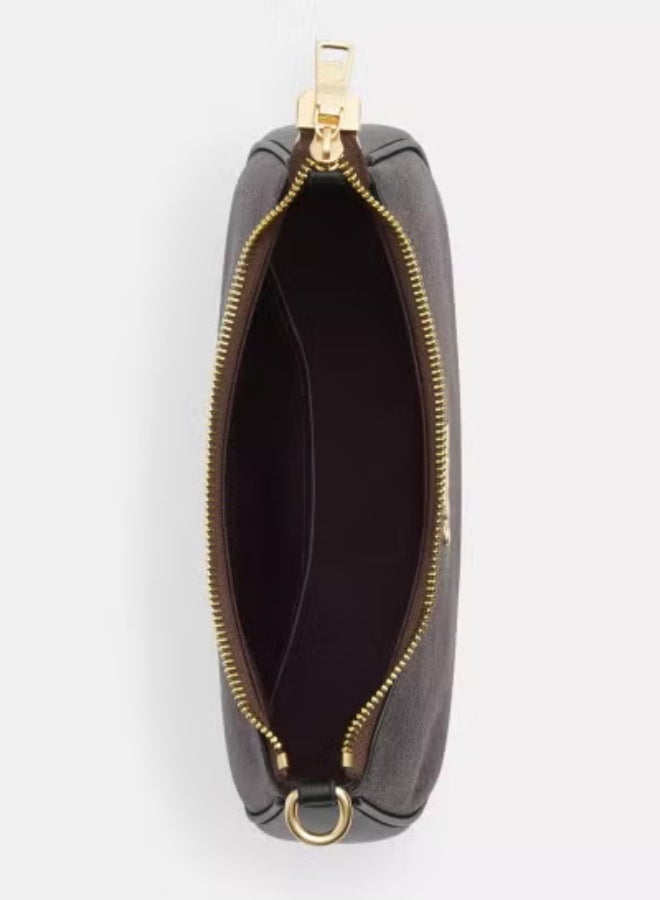 كوتش اوت ليت coachoutlet Teri توقيع حقيبة كتف واحدة على القماش ، حقيبة يد نسائية ، حقيبة Hobo نسائية ، حقيبة توت نسائية ، حقيبة سفر نسائية ، خشب الجوز الأسود 24cm - Image 2