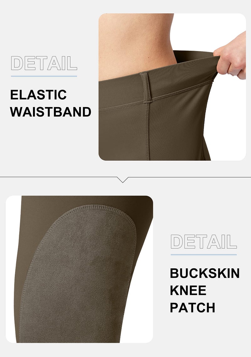 SANTINY Women's Horse Riding Pants with Zipper Pockets Knee-Patch Schooling Tights Equestrian Breeches for Women (Brown_M) - Image 5