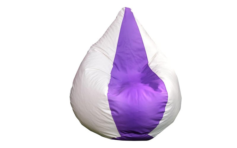 King Comfort Double Color Faux Leather Bean Bag Cover Without Beans Lounge Chair Cover for Home Office Bedroom Hall Tear Drop Shape Purple White XL - Image 1