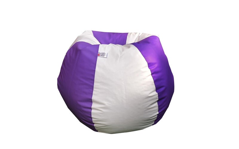 King Comfort Double Color Faux Leather Bean Bag Cover Without Beans Lounge Chair Cover for Home Office Bedroom Hall Tear Drop Shape Purple White XL - Image 2