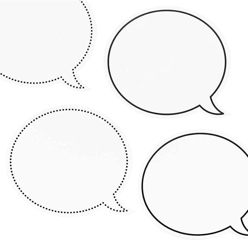 Juvale Juvale 48 Pack Dry Erase Speech Bubble Cutouts for Bulletin Boards Classroom Teaching Supplies Available in 2 Designs Solid and Dotted Outline Laminated Erasable 9 x 8 Inches - Image 5