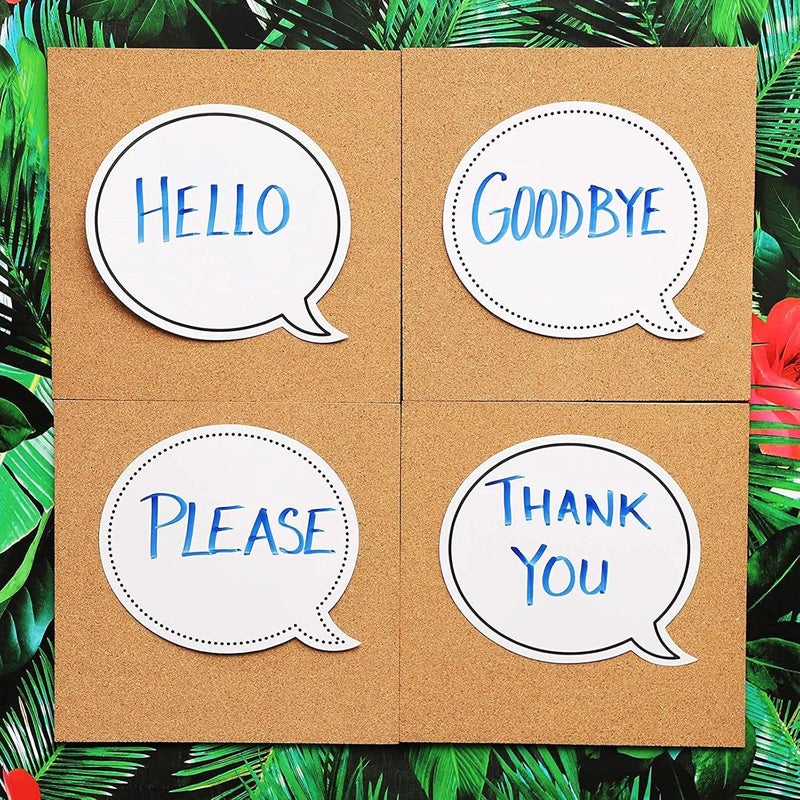 Juvale Juvale 48 Pack Dry Erase Speech Bubble Cutouts for Bulletin Boards Classroom Teaching Supplies Available in 2 Designs Solid and Dotted Outline Laminated Erasable 9 x 8 Inches - Image 2