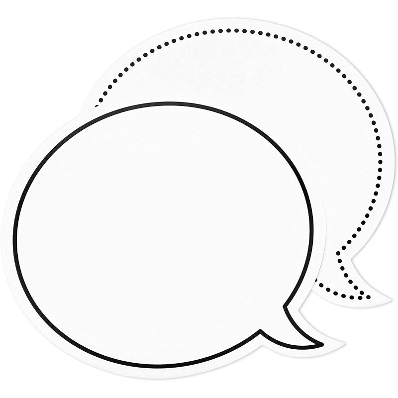 Juvale Juvale 48 Pack Dry Erase Speech Bubble Cutouts for Bulletin Boards Classroom Teaching Supplies Available in 2 Designs Solid and Dotted Outline Laminated Erasable 9 x 8 Inches - Image 1