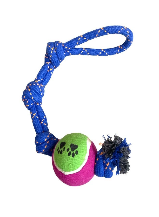 DOGTOWN Tennis Ball with 3 Knot | Cotton Rope Tennis Ball Dog Toy | Chew Toy for Puppies and Adult Dogs - Image 1