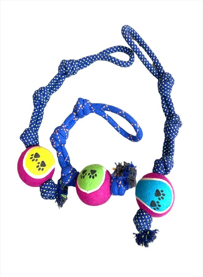 DOGTOWN Tennis Ball with 3 Knot | Cotton Rope Tennis Ball Dog Toy | Chew Toy for Puppies and Adult Dogs - Image 4