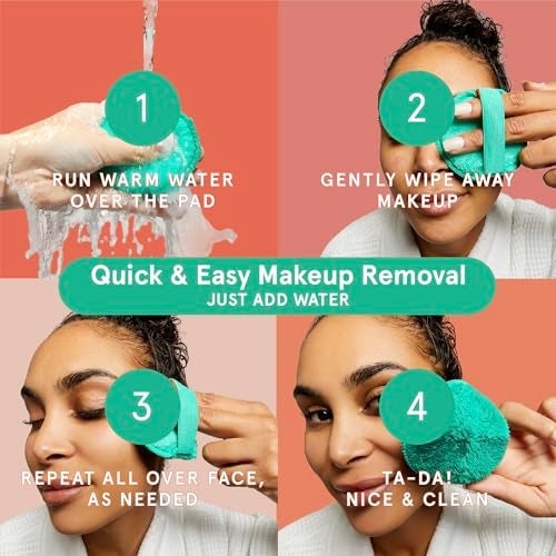 CleanLogic Bath & Body Exfoliating Dual-Texture Facial Pads, Face Sponges for Cleansing & Softening Sensitive Skin, MakeUp Remover Pads, Assorted Colors, 9 Count Value Pack - Image 4