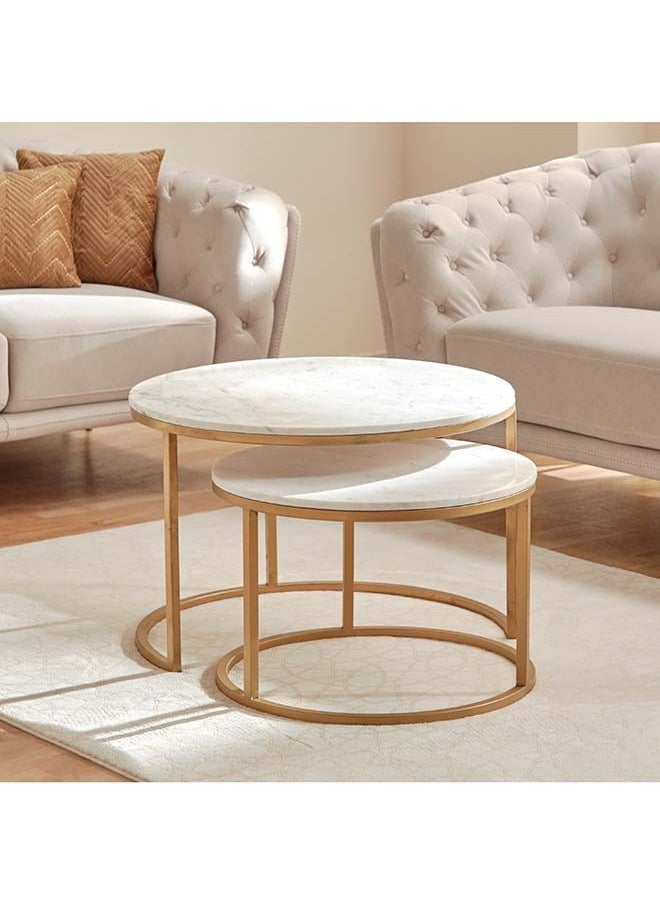 Keya NXT 2-Piece Marble Top Coffee Table Set 80 x 50 x 80 cm