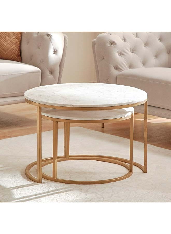 Keya NXT 2-Piece Marble Top Coffee Table Set 80 x 50 x 80 cm