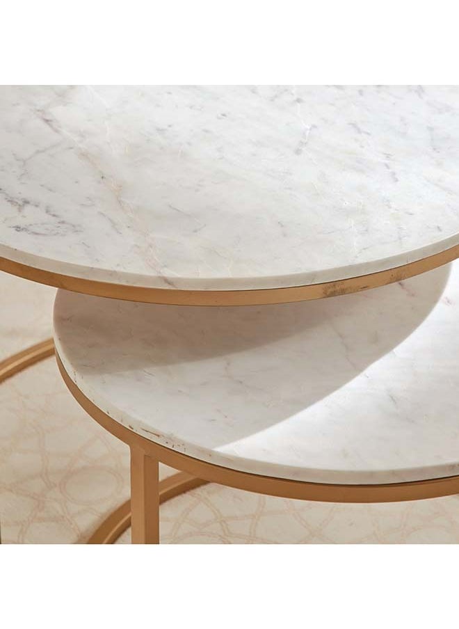 Keya NXT 2-Piece Marble Top Coffee Table Set 80 x 50 x 80 cm