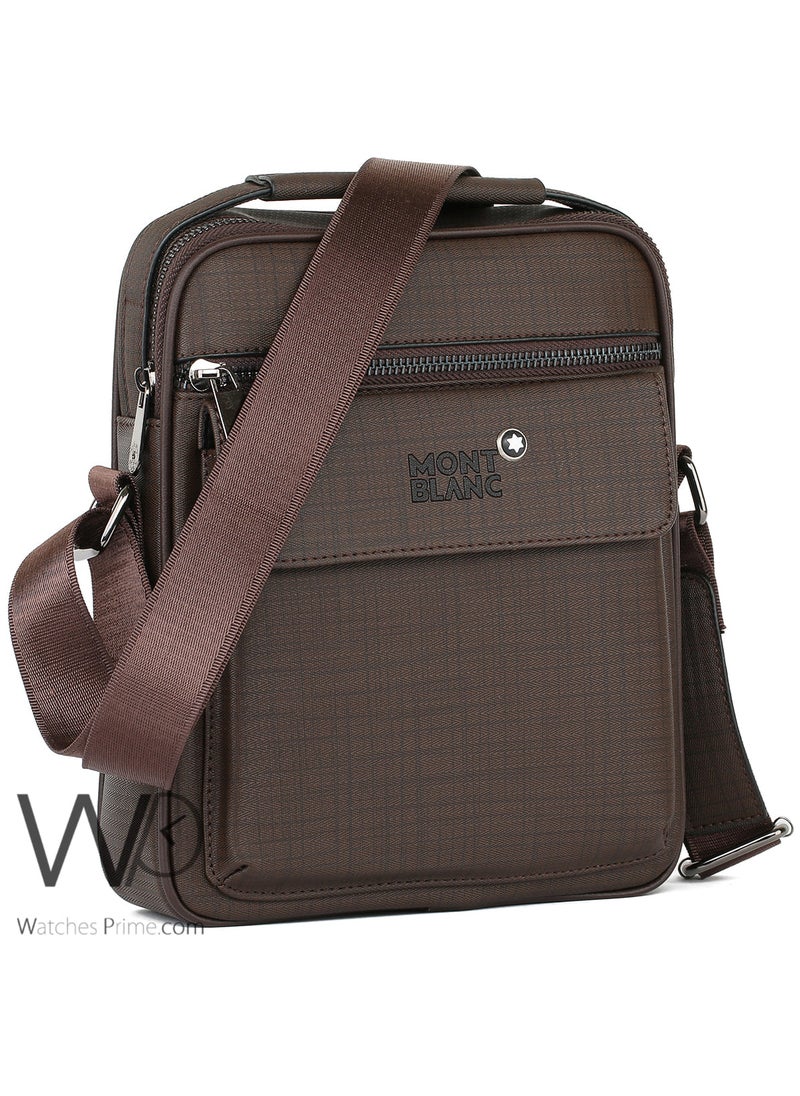 Brown Leather Montblan Crossbody Messenger Bag For Men