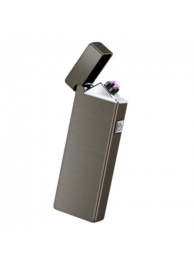 LCFUN LcFun Electric Lighters Rechargeable USB Lighter Windproof Arc Lighter Flamesless Plasma Lighters Small Pocket Lighter Metal Lighter for Candle, Incense, Camping (Black Brushed)  - Image 1