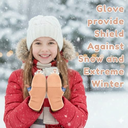 SOLDTRUE Half Finger Gloves Winter Warm Glove Christmas Fingerless Glove Thermal Fingerless Gloves Magic Warm Gloves Fashion Cute Soft Flip Top Gloves(Age 3-7 Years)(Pair of 1)(Brown) - Image 4