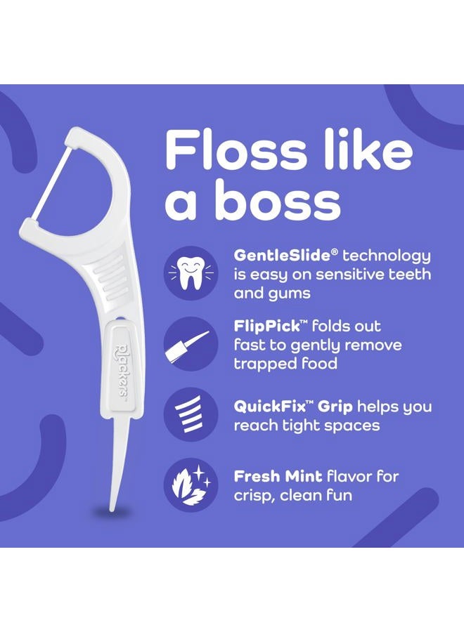 Plackers Gentle Line Floss Picks, Fresh Mint Flavor, Fold-Out FlipPick, QuickFix Grip, Easy Storage with Sure-Zip Seal, 75 Count - Image 3
