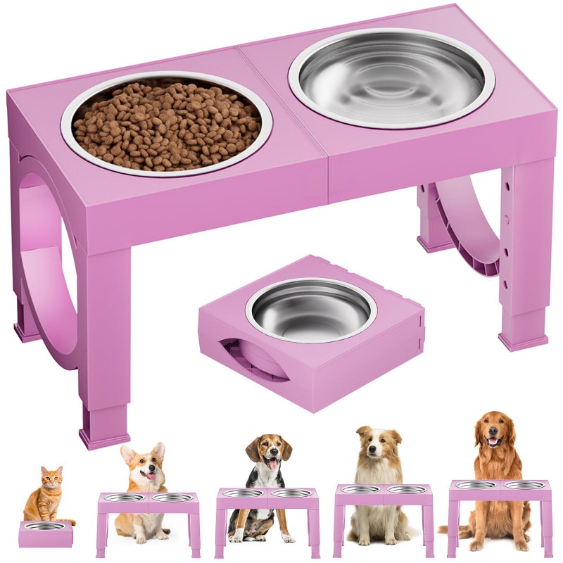 XIAZ Elevated Dog Bowls Large Breed Raised Dogs Bowl Stand LargeMedium Sized Dog Stainless Steel Food Water Bowl Stands 5 Heights Adjustable 9111214in Pet Feeder Dish Station - Image 2