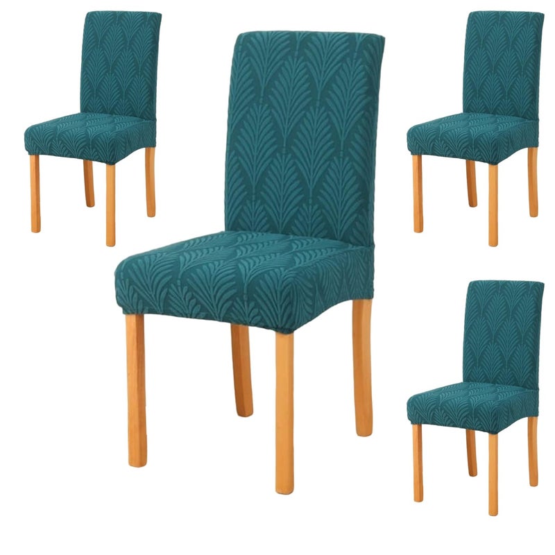 Styleys Stretch Jacquard Dining Chair Cover Removable Washable Dining Room Chair Cover Protector Seat Slipcover (Pack of 4, Teal, JYMC4) - Image 5