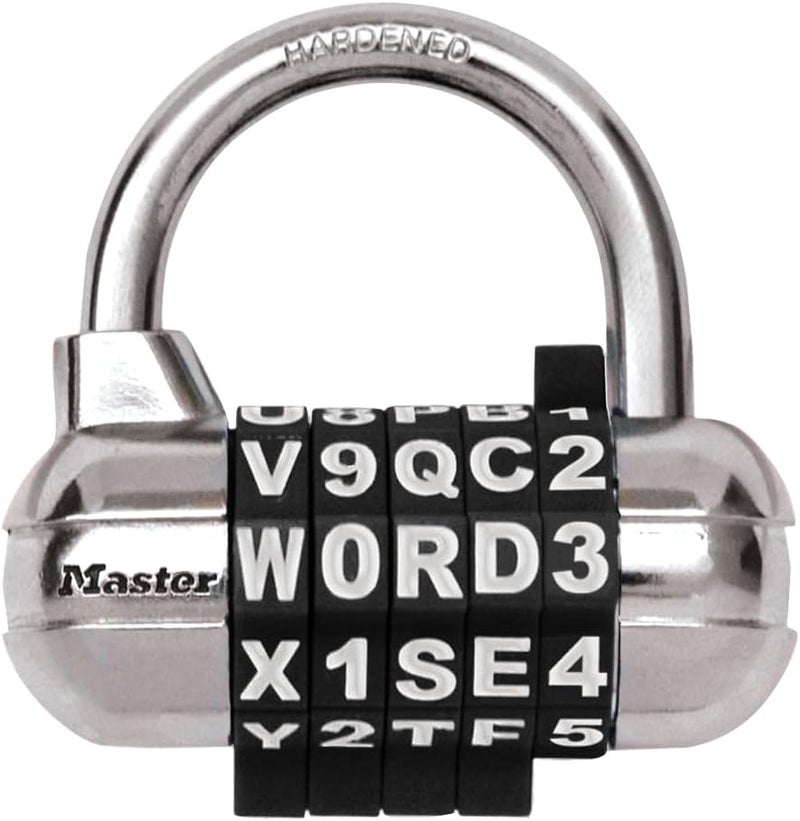 Master Lock Combination Padlock with Customizable WORD Code, 2-1/2 in. Wide, Black - Image 1