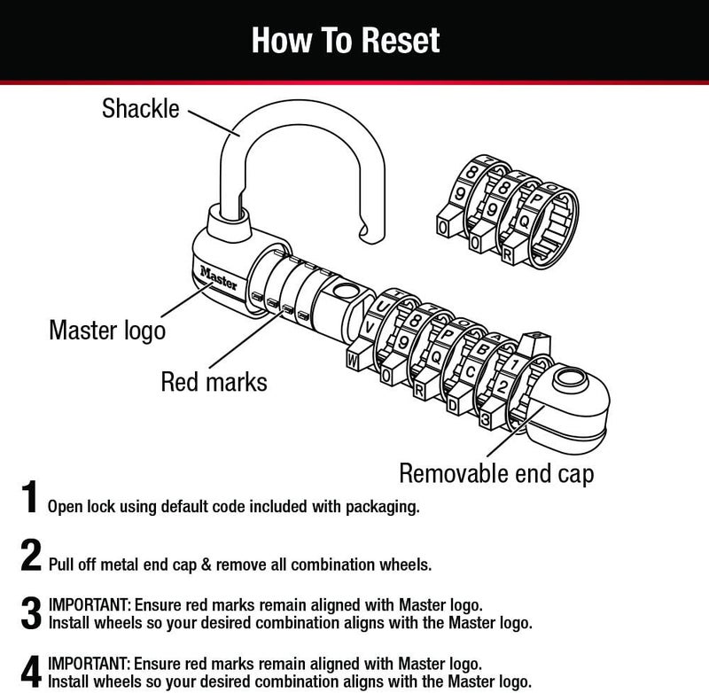 Master Lock Combination Padlock with Customizable WORD Code, 2-1/2 in. Wide, Black - Image 4