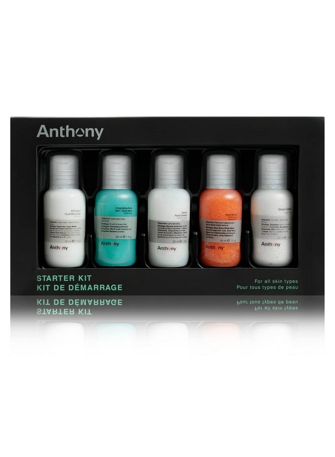 Anthony Starter Kit, 5 Count, Glycolic Facial Cleanser, Facial Scrub, All Purpose Facial Moisturizer, Invigorating Rush Hair & Body Wash, Shave Cream - Image 1