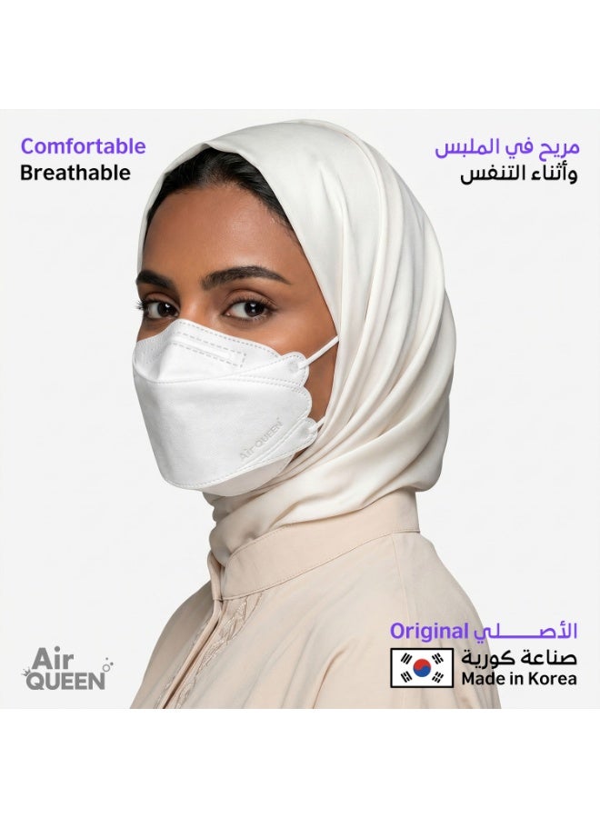 اير كوين [5 حبات] كمامات اير كوين الأصلية صناعة كورية - قابلة للغسل وإعادة الاستخدام - لون أبيض - كمامات بفلتر نانو ناعمة عالية الجودة تفلتر الهواء بواسطة 3 طبقات حماية - للكبار والصغار - كل كمامة تأتي مغلفة في كيس لحالها - Image 2