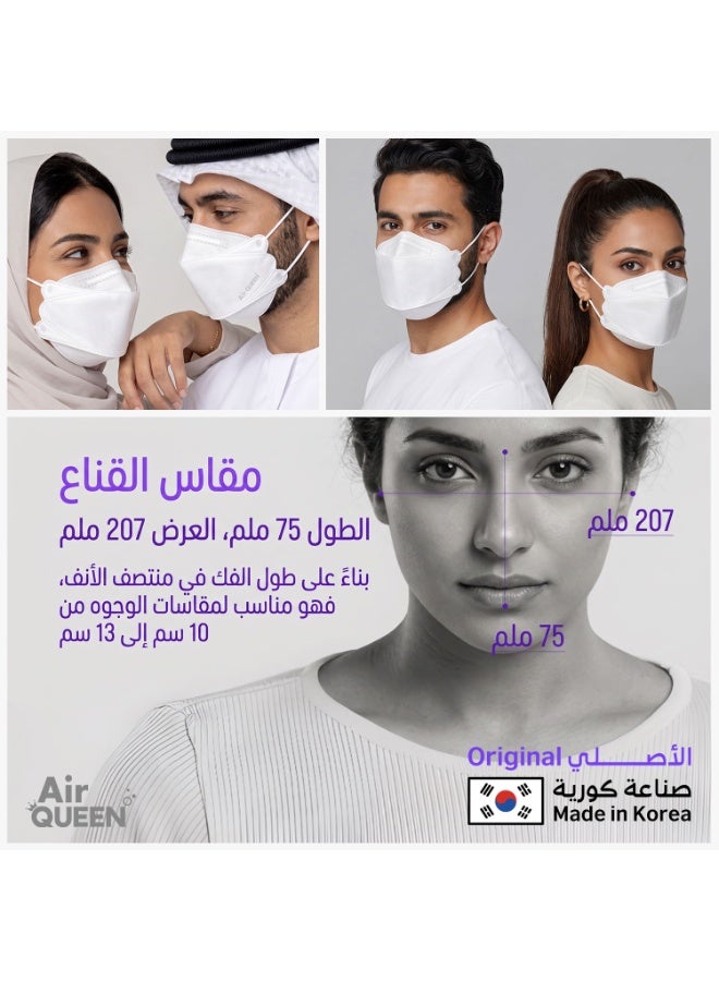 اير كوين [5 حبات] كمامات اير كوين الأصلية صناعة كورية - قابلة للغسل وإعادة الاستخدام - لون أبيض - كمامات بفلتر نانو ناعمة عالية الجودة تفلتر الهواء بواسطة 3 طبقات حماية - للكبار والصغار - كل كمامة تأتي مغلفة في كيس لحالها - Image 3