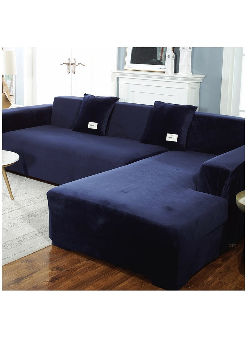 2-piece 2-seater Velvet Plush Couch Cover Slipcover Stretch Sofa Cover for 2  L Shaped couch, 145-185cm  - Image 1