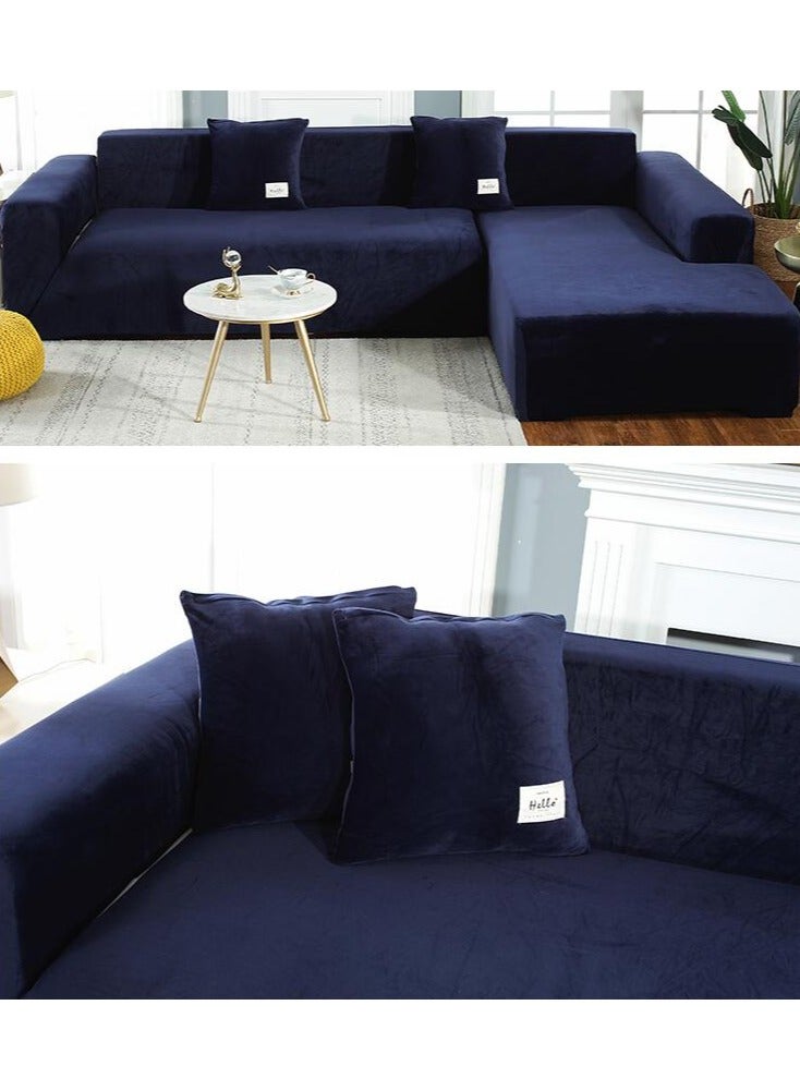 2-piece 2-seater Velvet Plush Couch Cover Slipcover Stretch Sofa Cover for 2  L Shaped couch, 145-185cm  - Image 2