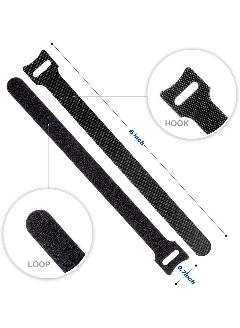 SFENG 80PCS Reusable Cable Ties, Black Adjustable 6-Inch Cord Organizer Ties, Multi-purpose Hook Loop Cable Management Wire Ties for Organizing Home, Office, Data Centers - Image 4