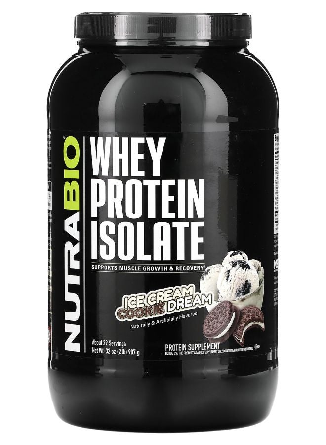 NutraBio Whey Protein Isolate Ice Cream Cookie Dream 2 lb (907 g)