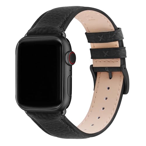 Fullmosa Leather Bands Compatible with Apple Watch Band 42mm 44mm 45mm Dressy Chic iWatch Strap with Case for iWatch Series 9 8 7 6 5 4 3 2 1 SE321 for WomenBlackGunmetal - Image 1