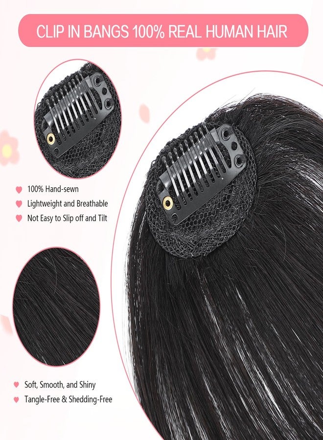 Cesomeey Clip in Bangs 100% Real Human Hair, Wispy Bangs Hair Clip, Fake Bang Fringe with Temples Hairpieces for Women Daily Wear (Natural Black, Wispy Bangs) - Image 4