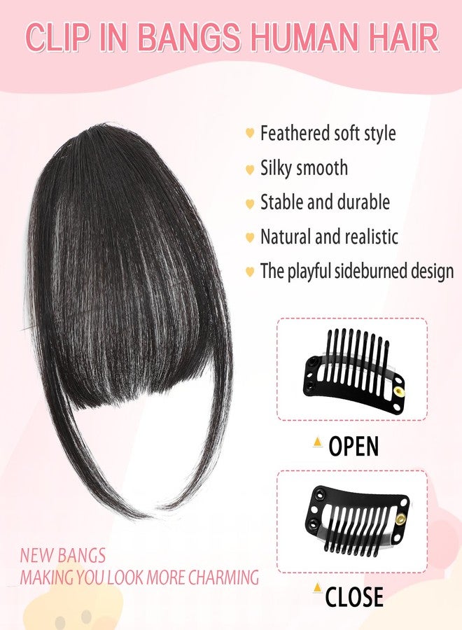 Cesomeey Clip in Bangs 100% Real Human Hair, Wispy Bangs Hair Clip, Fake Bang Fringe with Temples Hairpieces for Women Daily Wear (Natural Black, Wispy Bangs) - Image 5