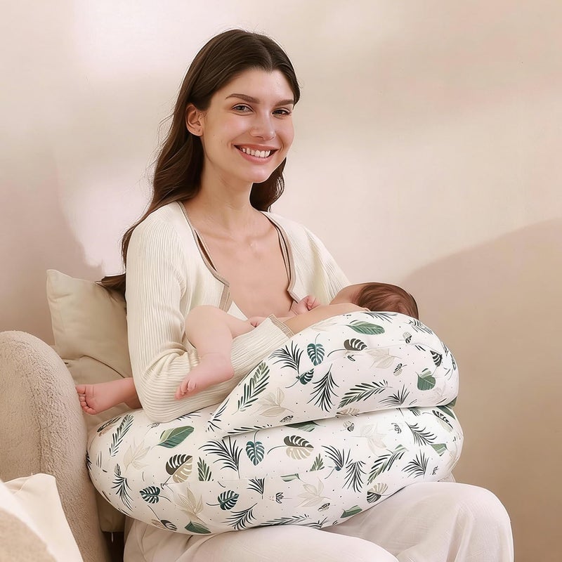 Poxvalzor Nursing Pillow - Ergonomic Breastfeeding Pillow with Adjustable Waist Strap & Safety Fence - Image 1