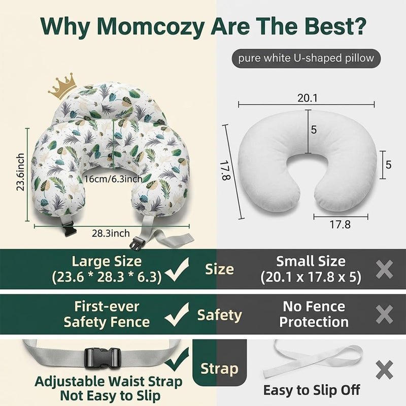 Poxvalzor Nursing Pillow - Ergonomic Breastfeeding Pillow with Adjustable Waist Strap & Safety Fence - Image 3