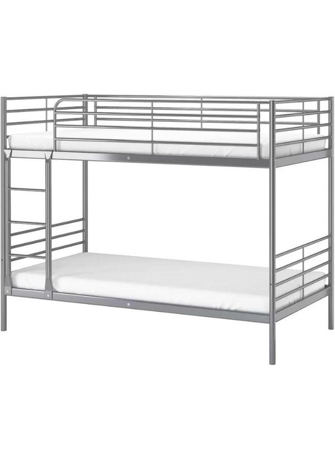ALWASIT HOME - Bunk Bed Heavy Duty Silver & Guard Rails Sturdy for Home, Baby Home, Apartment Studio Room Size 90x190 cm - Image 1