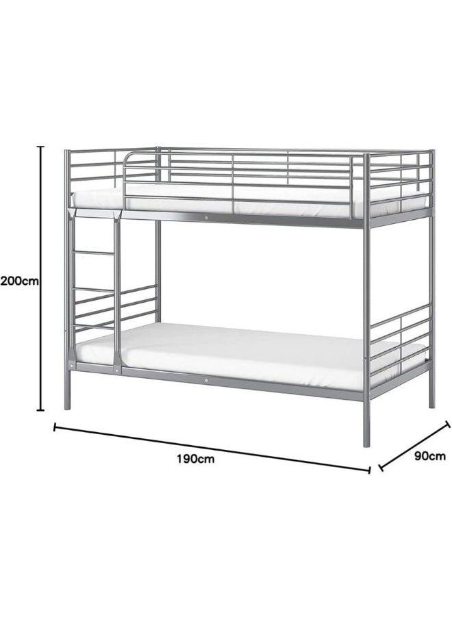 ALWASIT HOME - Bunk Bed Heavy Duty Silver & Guard Rails Sturdy for Home, Baby Home, Apartment Studio Room Size 90x190 cm - Image 1