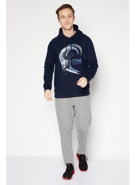O'NEILL Men Hooded Graphic Print Long Sleeves Sweatshirt, Navy Blue  - Image 3
