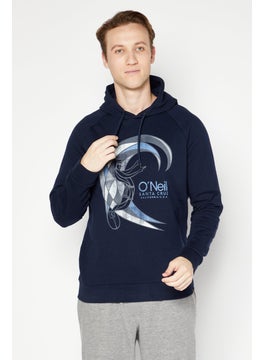 O'NEILL Men Hooded Graphic Print Long Sleeves Sweatshirt, Navy Blue  - Image 1