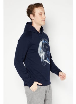 O'NEILL Men Hooded Graphic Print Long Sleeves Sweatshirt, Navy Blue  - Image 4