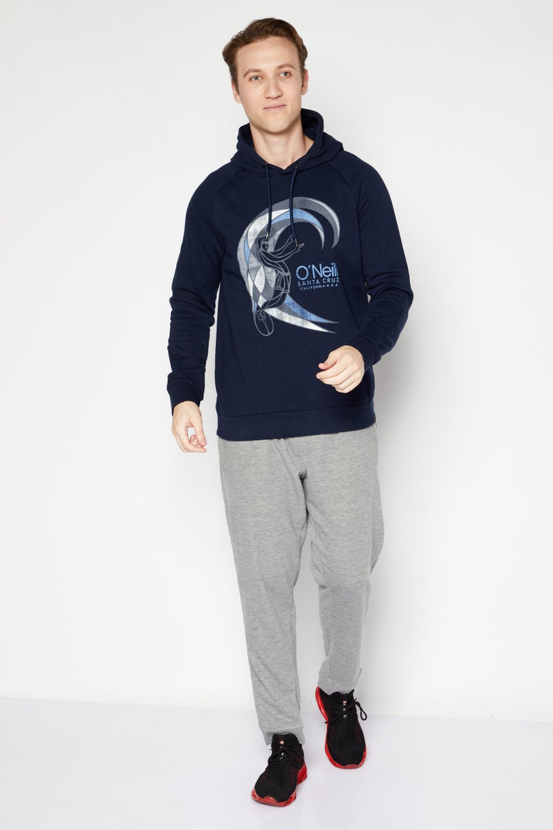 O'NEILL Men Hooded Graphic Print Long Sleeves Sweatshirt, Navy Blue - Image 3