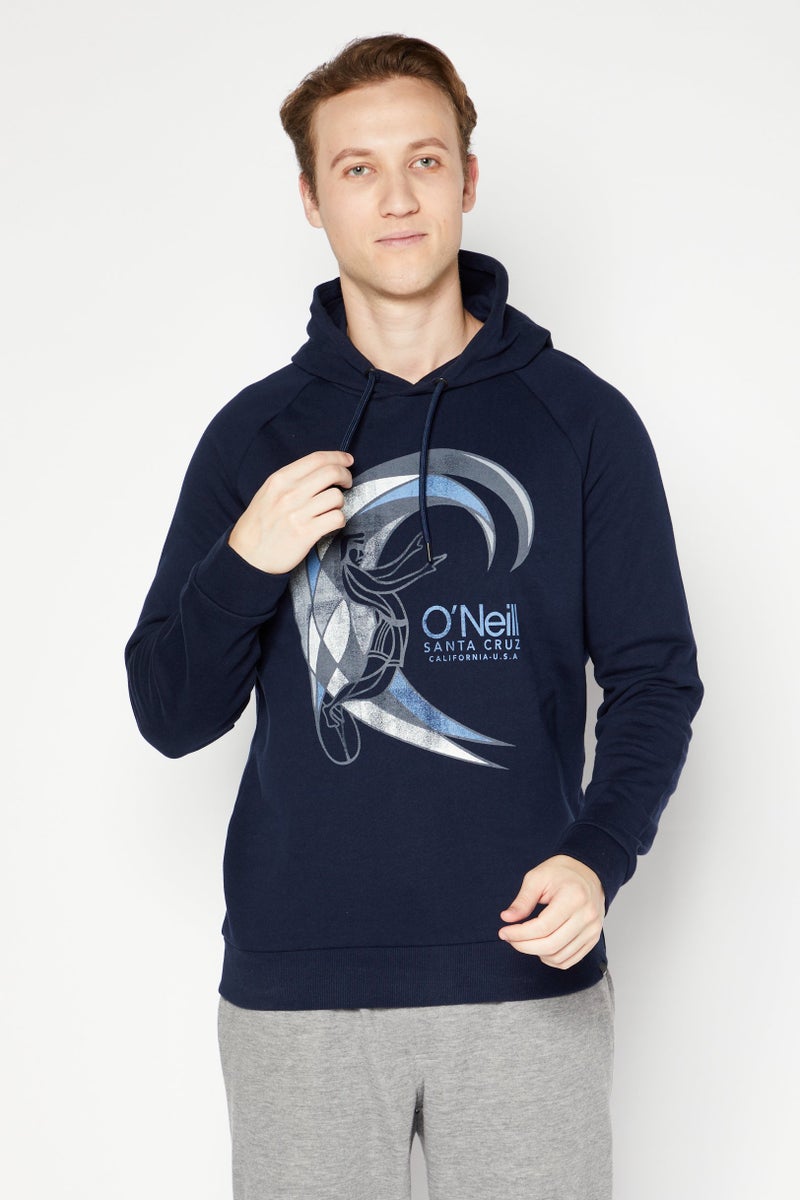 O'NEILL Men Hooded Graphic Print Long Sleeves Sweatshirt, Navy Blue - Image 1