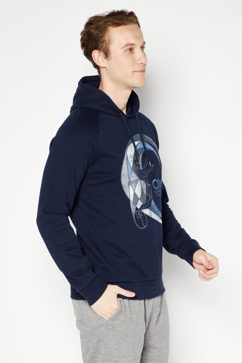 O'NEILL Men Hooded Graphic Print Long Sleeves Sweatshirt, Navy Blue - Image 4