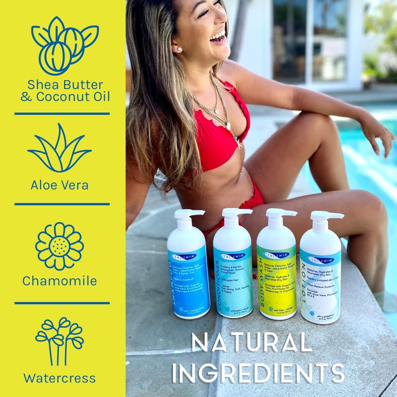 TRISWIM Skin Care Set with Chlorine Removal Body Wash + After Swim Lotion 32 Fl Oz | Defends Skin from Dryness, Sunburn & Chlorine Damage | Keeps Your Skin Soft & Nourished | Pack of 2 - Image 3