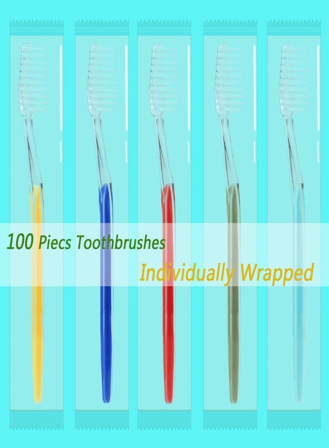 Homvle 100 Packs Disposable Toothbrushes Individually Wrapped, Medium Soft Bristle Travel Toothbrushes Bulk for Adults/Kids Hotel Toiletries, 5 Colors. - Image 5