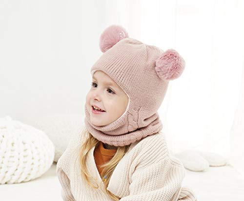 GZMM Baby Girls Boys Winter Hat Scarf Kids Earflap Hood Scarves 2 Packs - Image 2