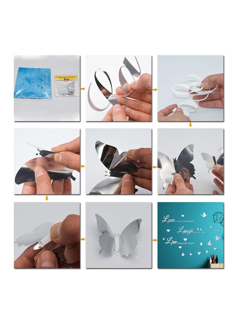 SYOSI سيوسي، ملصق جدار DIY فراشة، ملصق جدار اقتباسات الحب، فن جداريات فراشات ثلاثية الأبعاد على شكل قلب لتزيين المنزل لغرفة المعيشة المكتب الحمام - Image 4