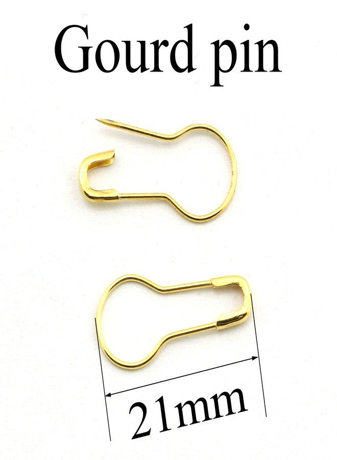 RuiLing 120pcs 21mm Safety Pins Metal Gourd Shape Knitting Cross Stitch Marker DIY Clothing Kits Tag Pins Gold - Image 3